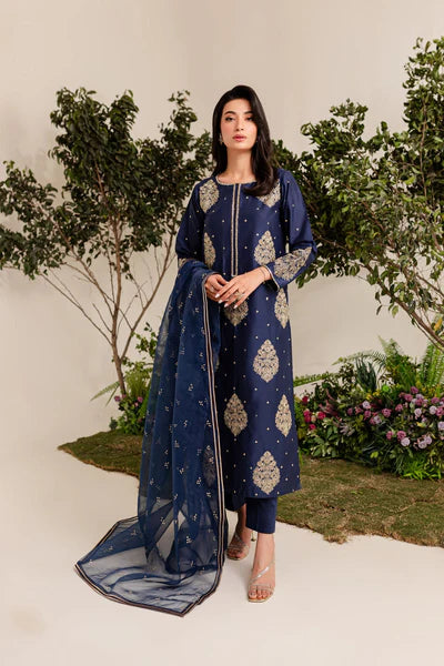 BLUE IMPERIAL EMBROIDERED WINTER DRESS 3PC FLAT 60%OFF